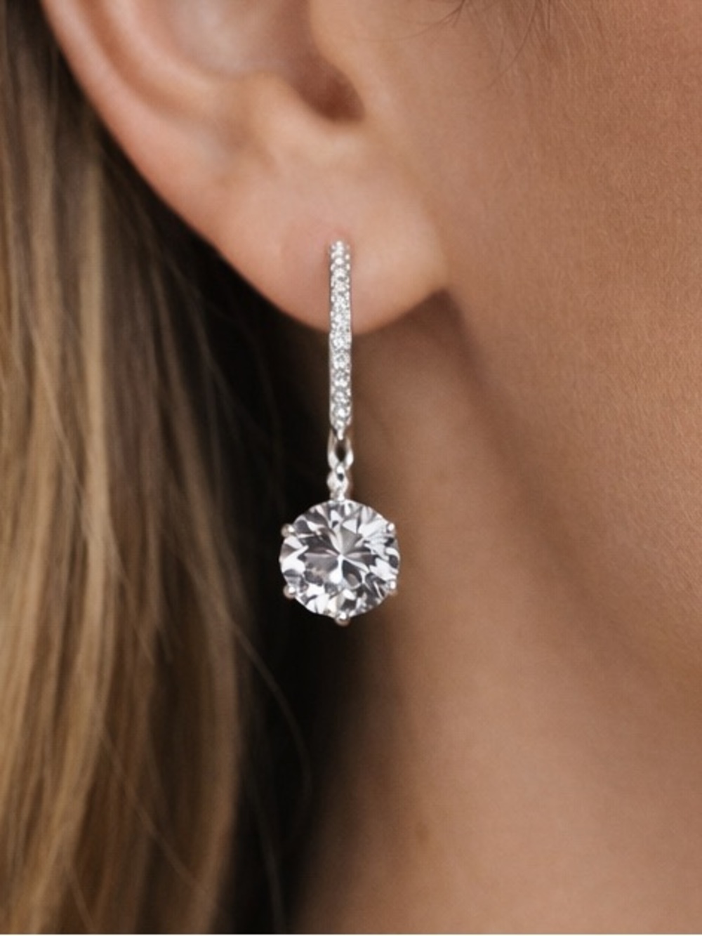 😍SHOW SPECIAL Joe Fresh Cubic Zirconia Drop Earrings Clear